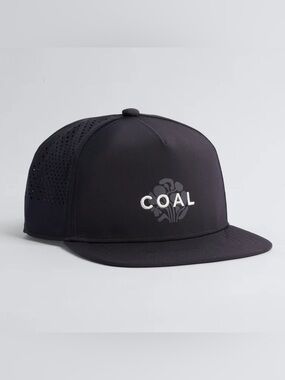 Coal Black Snapback Hat Flat Brim Classic Breathable Lightweight Vented